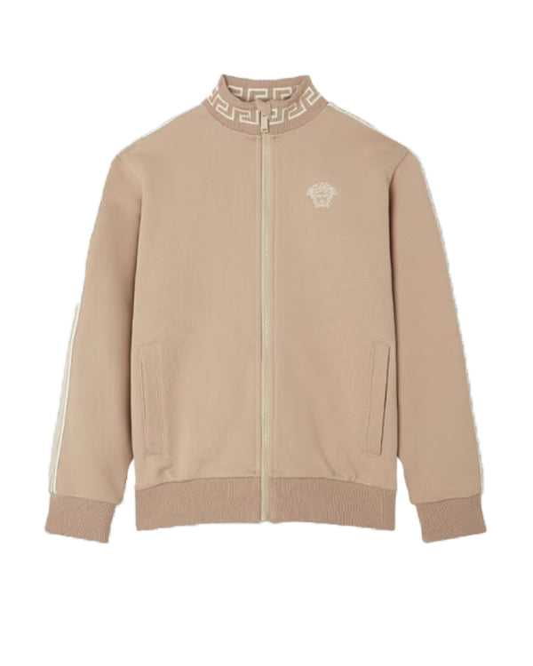 Versace Kids Boys Beige Zip Greca Sweater
