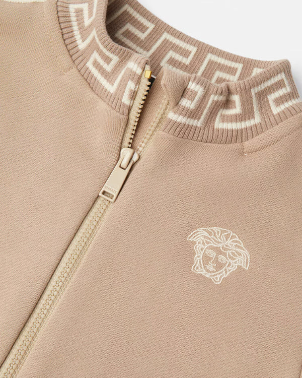 Versace Baby Boys Beige Logo Zip Greca Sweater