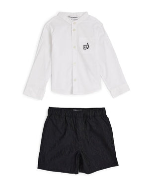 
  
    Emporio
  
    Armani
  
 Baby Boys White/Navy Shirt & Short Set