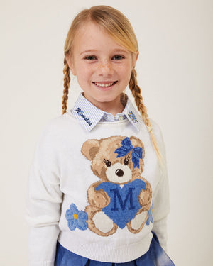 
  
    Monnalisa
  
 Girls Ivory Knit Bear Sweater