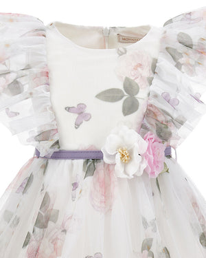 
  
    Monnalisa
  
 Girls White Floral Tulle Dress