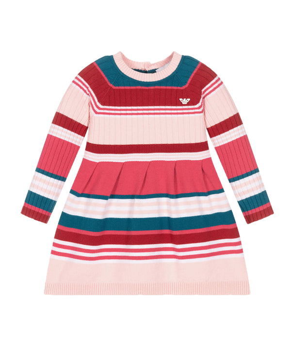 Emporio Armani Baby Girls Pink/Multi-Print Knit Dress - Designer
