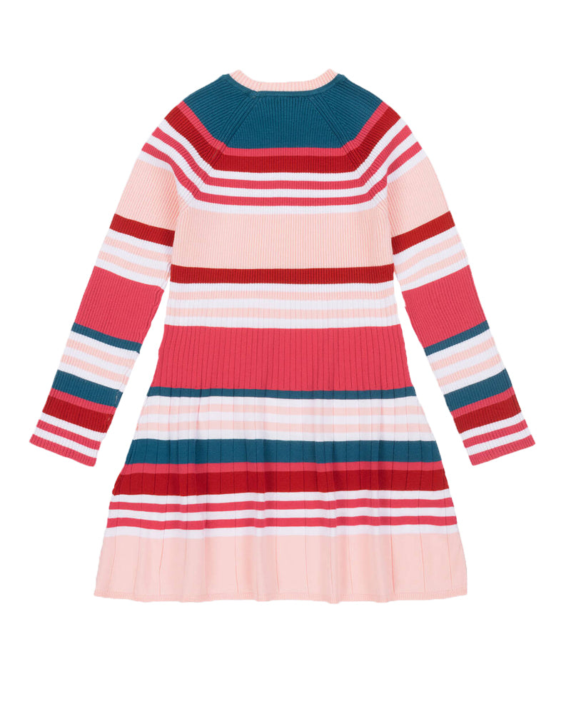 Girls Pink/Multi-Print Knit Dress