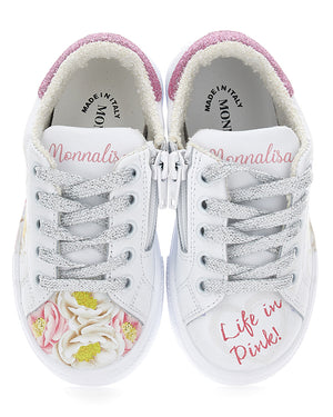 
  
    Monnalisa
  
 Girls White Floral Sneaker