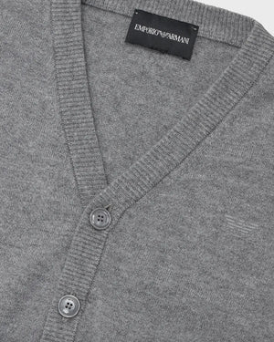 
  
    Emporio
  
    Armani
  
 Boys Grey Knit Button Down Cardigan