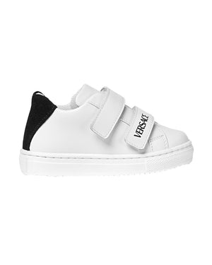 
  
    Versace
  
 White Leather Verlcro Sneakers