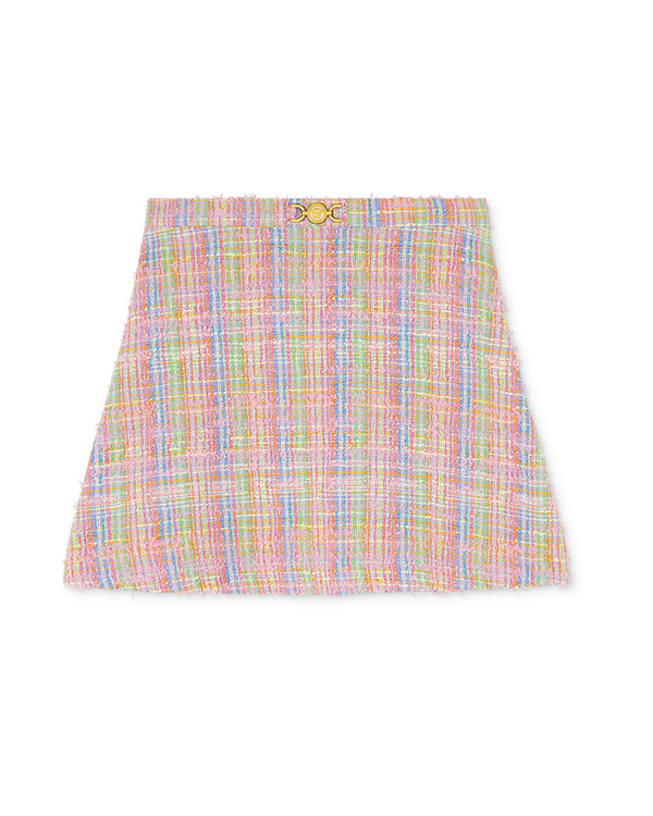 【関税＆送料込み】Versace Tweed Skirt sz 38 NEW $825 VERSACE Red Blue Wool Check RUNWAY TWEED Wrap