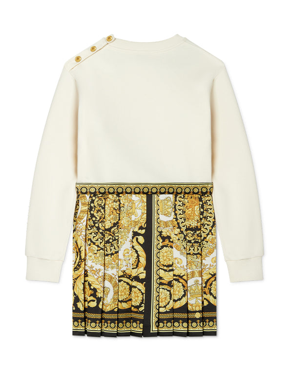 Girls Ivory/Gold Barocco Sweater Dress