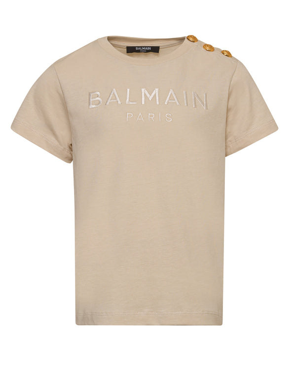 Balmain cotton T-shirt with lettering logo for girls
