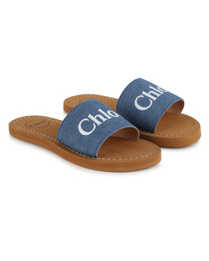 
  
    Chloé
  
 Girls Blue Denim Sandals