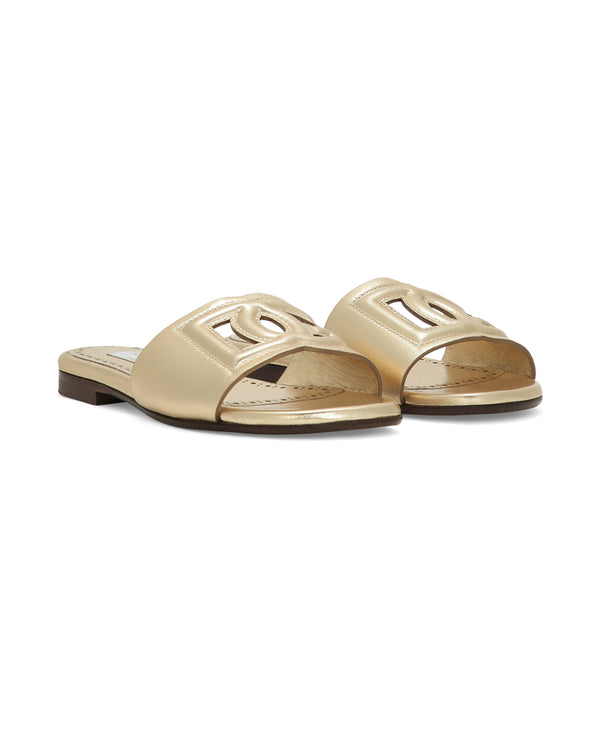 Dolce & Gabbana Kids Girls Gold DG Sandals