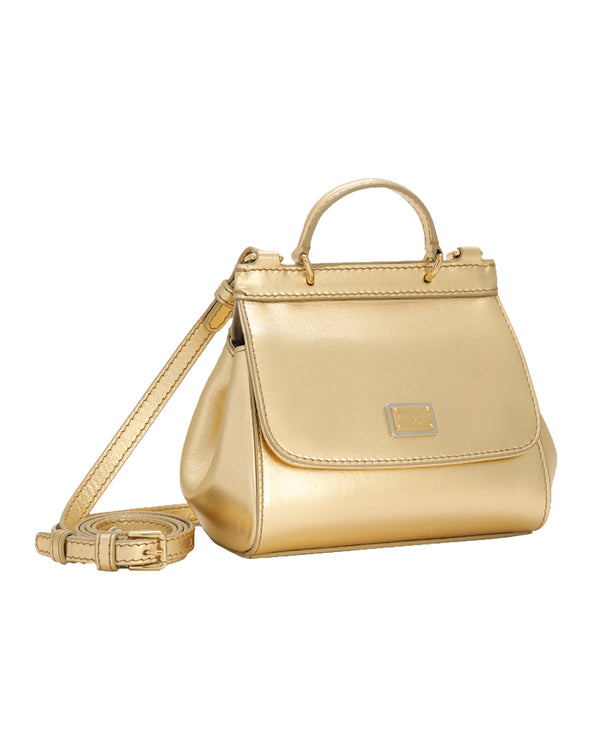 【関税＆送料込み】Dolce & Gabbana Small 'Sicily' Gold Leat Sicily Small metallic leather tote bag in gold - Dolce