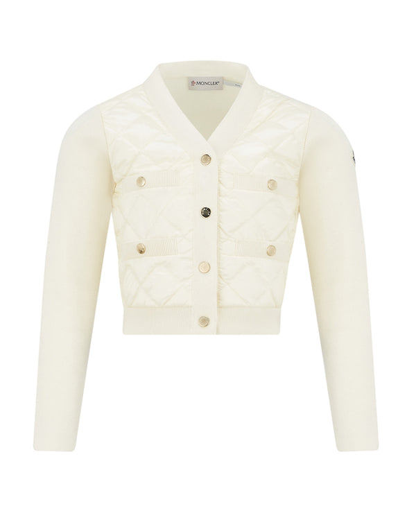 Moncler Enfant Girls Teddy Fleece Zip Up Cardigan in Beige