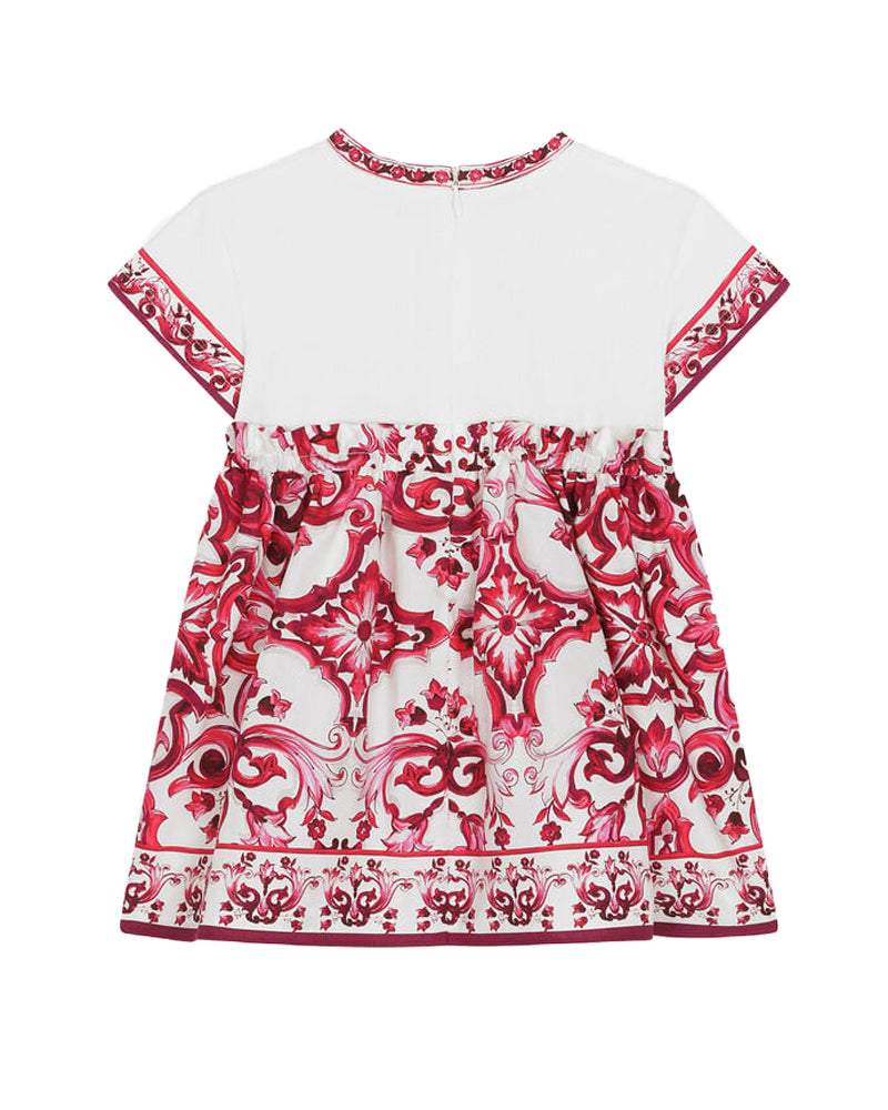 Baby Girls Fuchsia Majolica-Print Dress