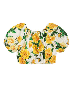
  
    Dolce
  
    &
  
    Gabbana
  
 Girls Yellow Rose Print Blouse