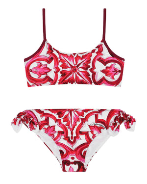 
  
    Dolce
  
    &
  
    Gabbana
  
 Girls Fuchsia Majolica-Print Bikini