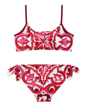 
  
    Dolce
  
    &
  
    Gabbana
  
 Girls Fuchsia Majolica-Print Bikini