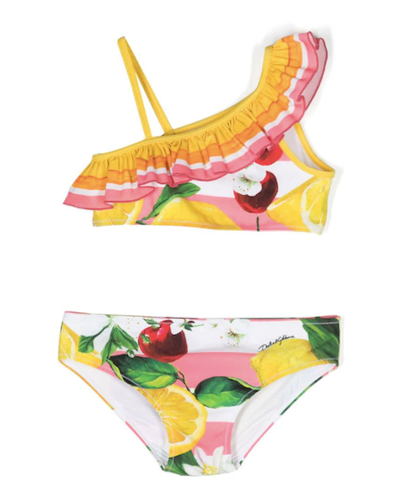 Girls Lemon &amp; Garden Print Bikini