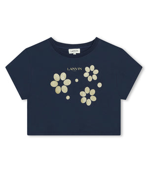 
  
    Lanvin
  
 Girls Floral Navy Cropped T-Shirt