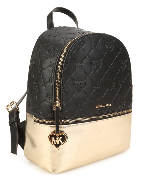 black leather backpack gold cross keeva Michael Kors Kids Girls Size:9'0