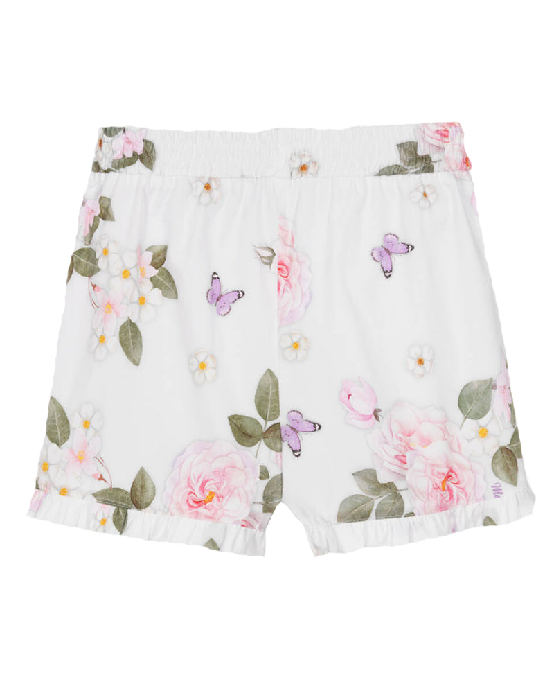 Girls White Floral Shorts