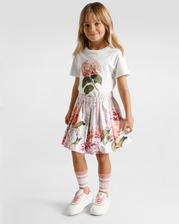Dolce & Gabbana Kids Hydrangea print Canvas Skirt