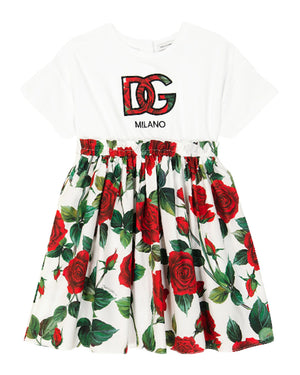 
  
    Dolce
  
    &
  
    Gabbana
  
 Girls Red/White Rose Print Dress