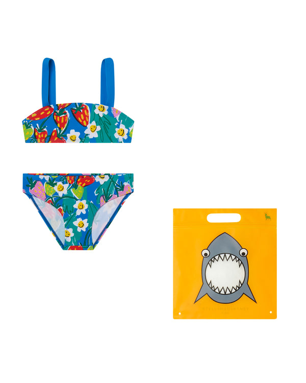 Stella McCartney Kids Girls Blue Strawberry Floral Print Bikini