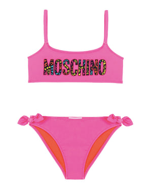 
  
    Moschino
  
 Girls Fuchsia Logo Bikini