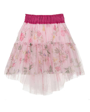 
  
    Monnalisa
  
 Girls Pink Floral Tulle Skirt