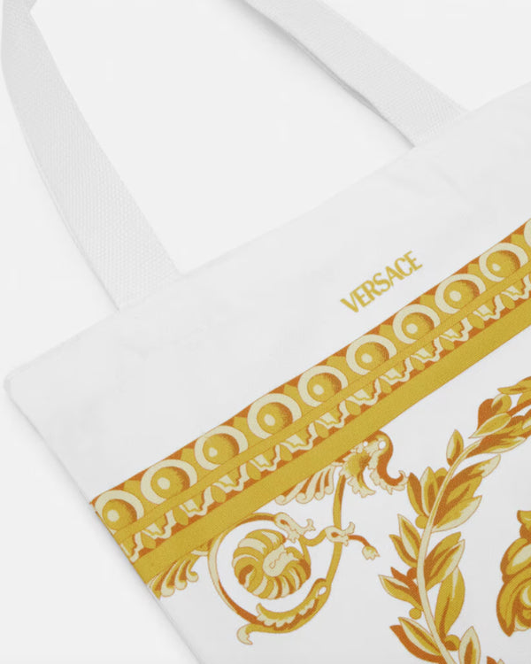 Versace Kids Medusa White/Gold Canvas Tote Bag Versace Kids Medusa White/Gold Canvas Tote Bag