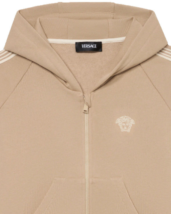 Versace Kids Girls Beige Medusa Hooded Zip Sweater