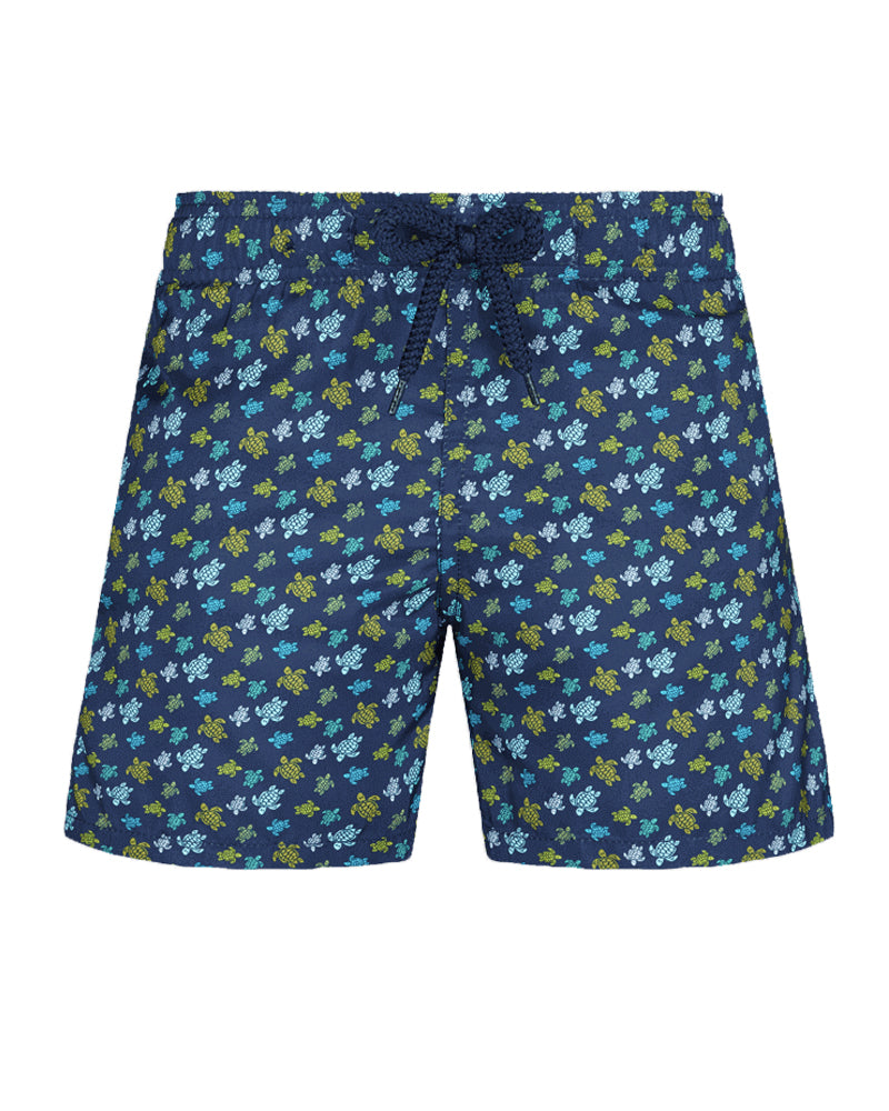 Boys Navy Micro-Turtle Swim Shorts