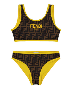 
  
    Fendi
  
 Girls Brown Logo FF Bikini