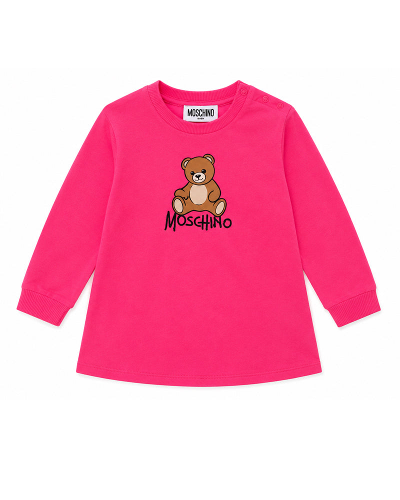 
  
    Moschino
  
 Baby Girls Fuchsia Cotton Bear Sweater Dress
