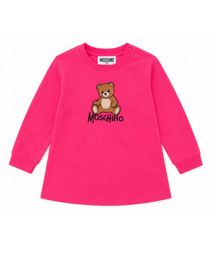 
  
    Moschino
  
 Baby Girls Fuchsia Cotton Bear Sweater Dress