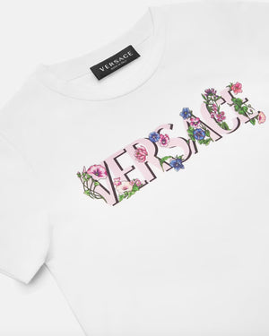 
  
    Versace
  
 Girls White Floral Logo T-Shirt