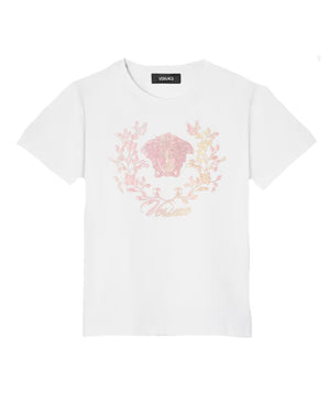 
  
    Versace
  
 Girls White Pink Crest T-Shirt