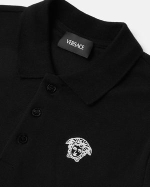 
  
    Versace
  
 Boys Black Embroidered Medusa Polo