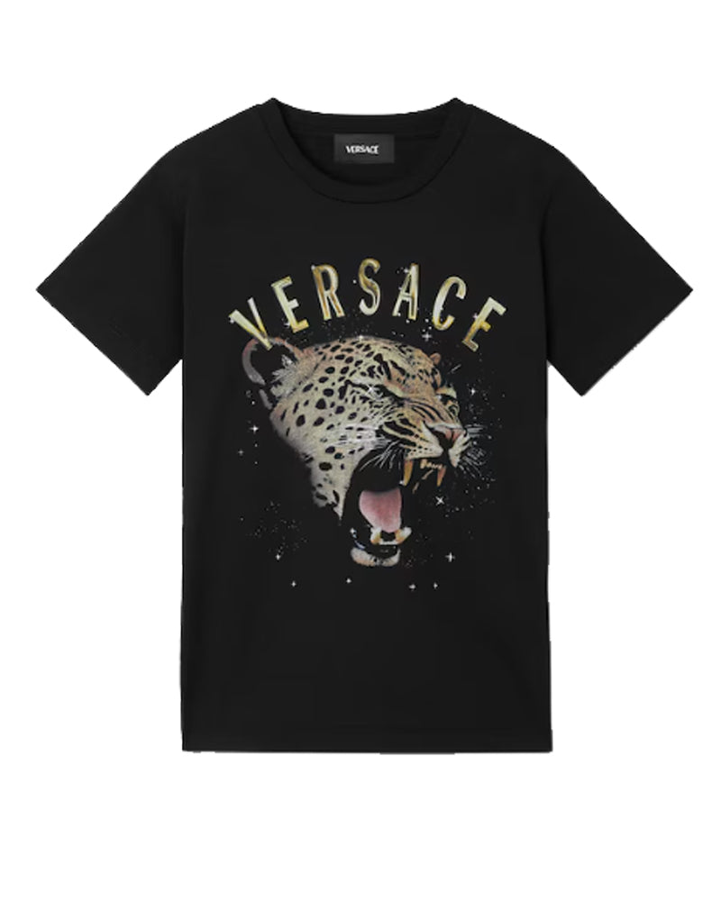 
  
    Versace
  
 Boys Black Cotton Tiger T-Shirt