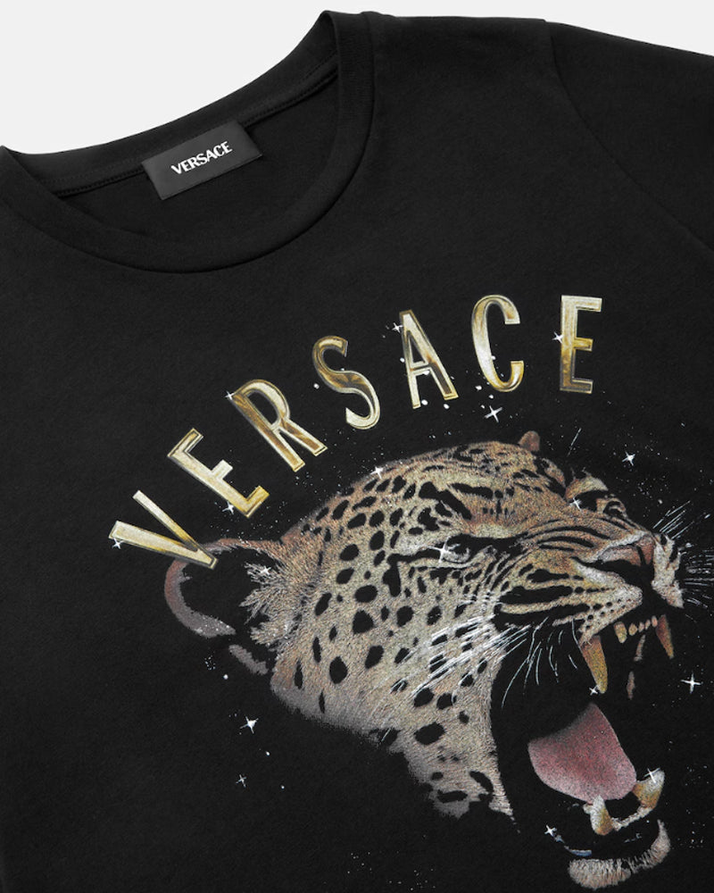 
  
    Versace
  
 Boys Black Cotton Tiger T-Shirt