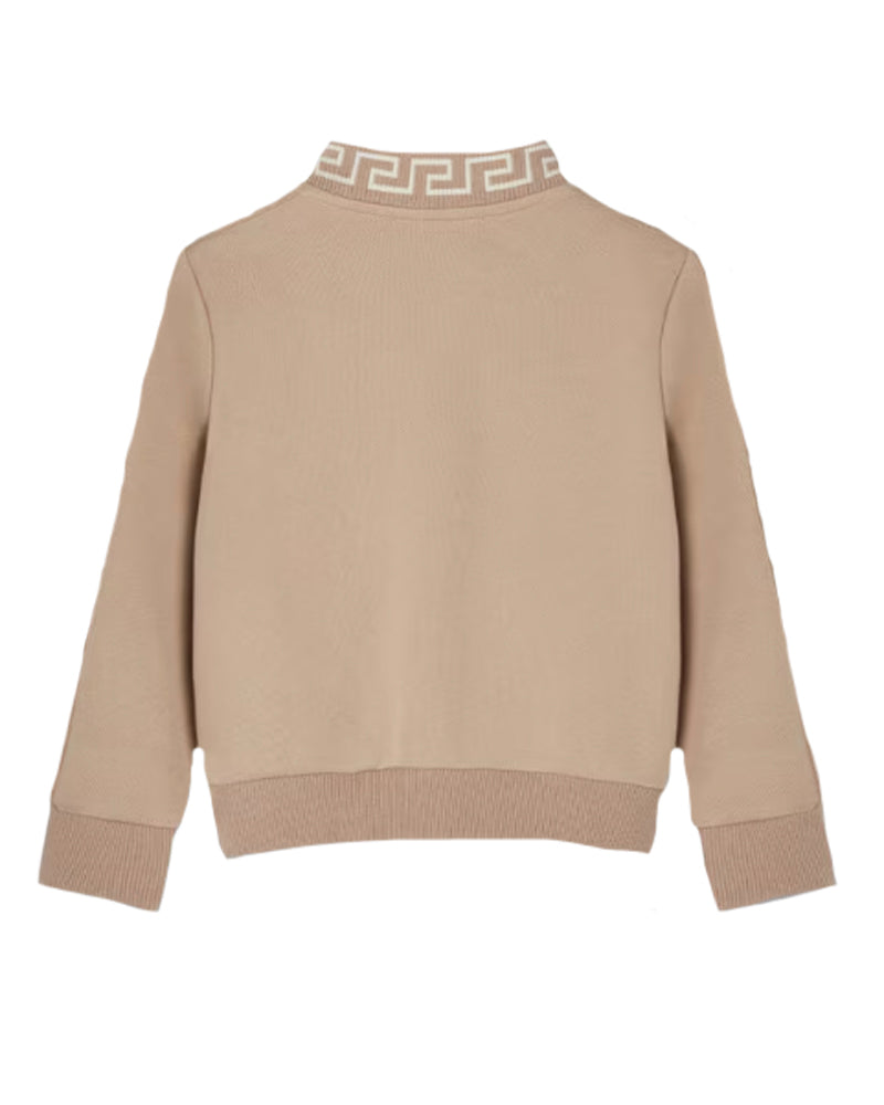 Baby Boys Beige Logo Zip Greca Sweater