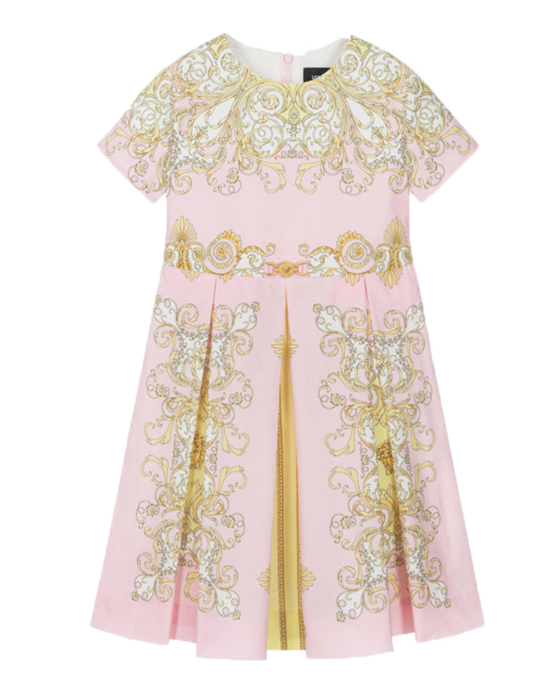 
  
    Versace
  
 Girls Pink Popline Barocco Dress