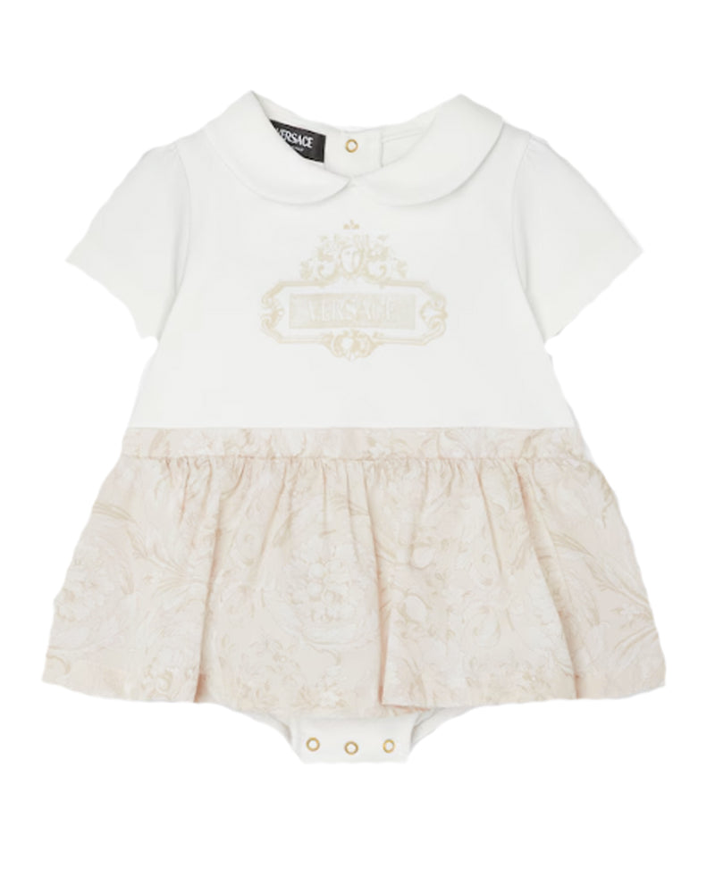 
  
    Versace
  
 Baby Girls White/ Gold Barocco Dress