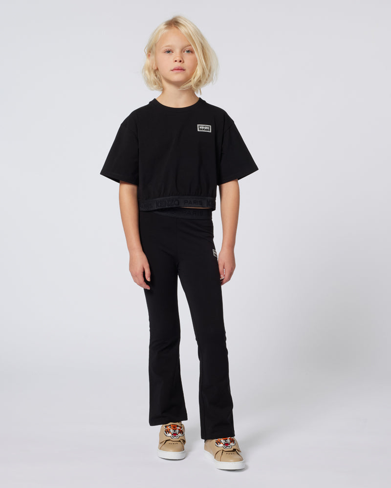 Girls Black Logo Top &amp; Pant Set