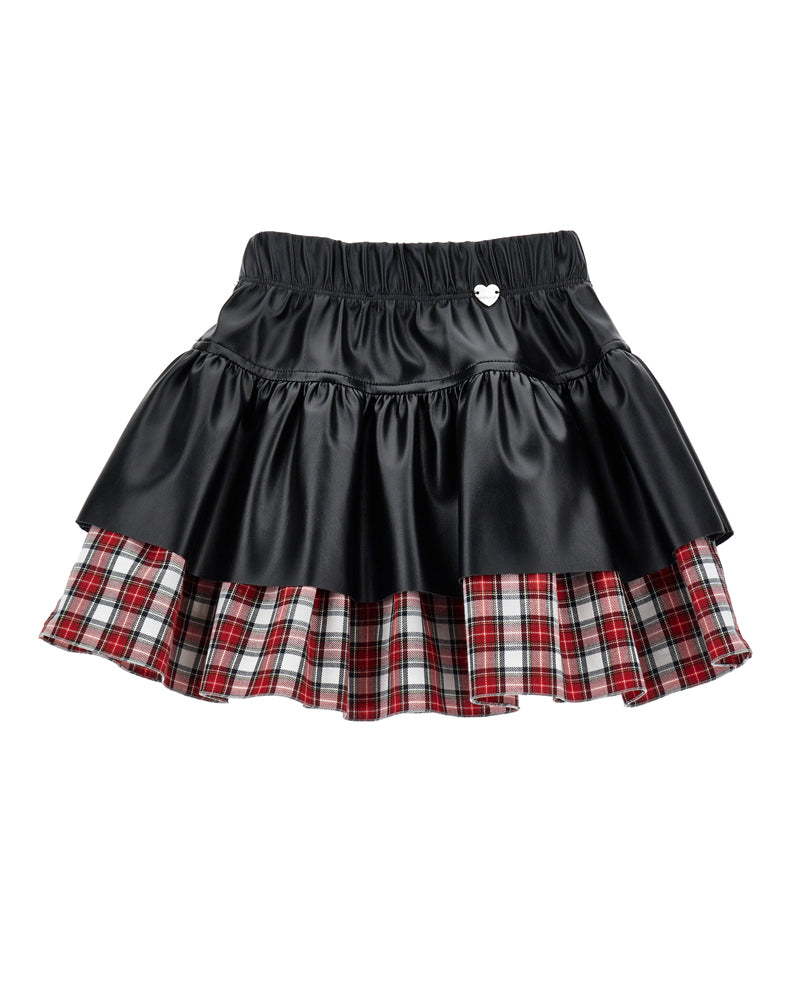 Girls Black/Red Plaid Skirt