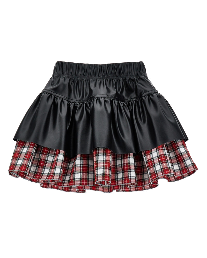 Girls Black/Red Plaid Skirt