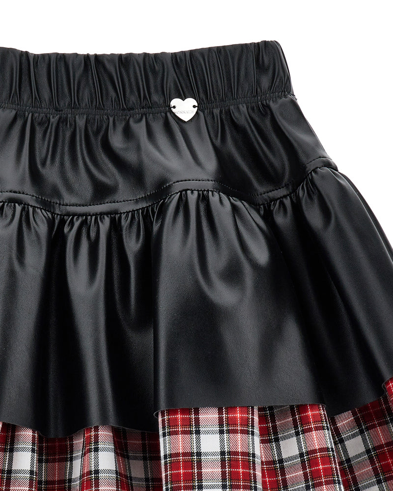 Girls Black/Red Plaid Skirt