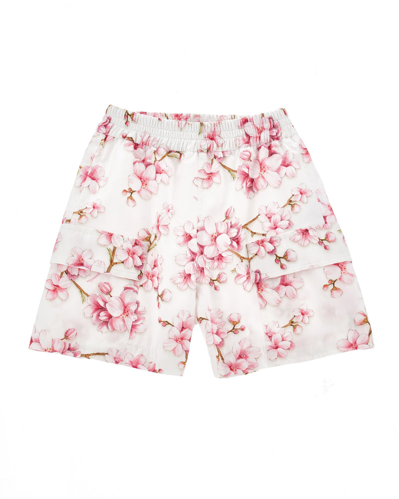 Girls White Floral Shorts