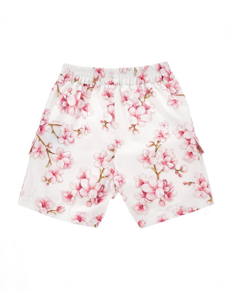 Girls White Floral Shorts